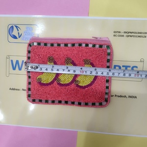 Porte-monnaie artisanal à motif banane perlé, pochette zippée, mini sac à chaîne en polyester, portefeuille indien écologique, cadeau - Product Image 5