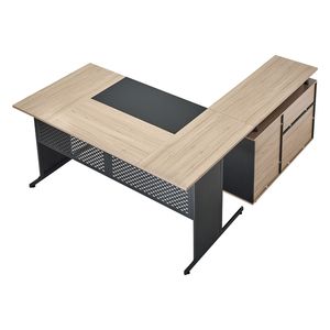 Escritorio Ejecutivo Moderno Reversible en Forma de L con Cajones y Gabinete de Almacenamiento, Escritorio de Computadora de Oficina de Madera Grande y Resistente - Product Image 1