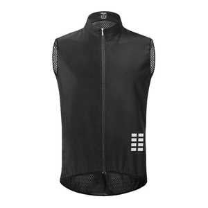 Chaleco de Ciclismo sin Mangas Reflectante Cortavientos Unisex de Alta Visibilidad en Verde Neón, Naranja, Verde Azulado y Negro con Malla Trasera y Cremallera Delantera - Product Image 5