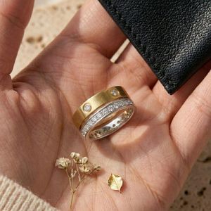 Two Tone <b>Rings</b> with Polished Finish Waterproof Stainless Steel Jewelry for Women Anniversary Gift Wholesale - Product Image 2