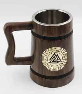 Jarra de Cerveza Personalizable de Madera de Mango con Diseño Vikingo Ecológico para Uso Doméstico, Diseño Clásico para Hombres - Product Image 1