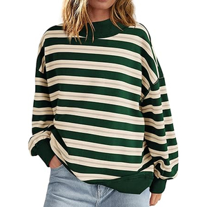 Women Mock Neck Sweatshirt Heavyweight Oversized <b>Drop</b> Shoulder Top - Product Image 1