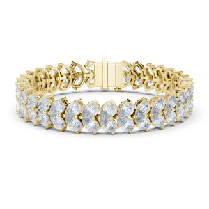 10Kt Yellow <b>Gold</b> Pear Diamond Bracelet 66 Stones 17.582Ct High Jewelry Luxury Couture Statement Bracelet Bridal Party Wear Luxe - Product Image 1