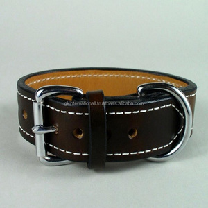 Collier pour chien en cuir à Grain complet de 8mm, couleurs variables, matériel en acier inoxydable et couture solide et durable - Product Image 2