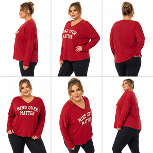 Camiseta Deportiva de Hombros Caídos para Mujer, Talla Grande, 100% Algodón Ecológico, con Bordado Chenille, Corte Holgado - Product Image 5