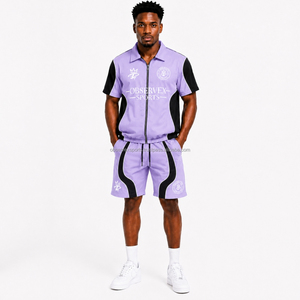 Windbreaker Set Men Polyester Nylon Tracksuits Custom Windbreaker <b>Zip</b> Jacket 3m Reflective Stripe Short Set Track Jogger - Product Image 1