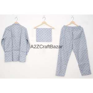 Conjunto de Pijama para Mujer 100% Algodón, Cuello Camisero, Manga Larga, Estampado Floral, Cintura Elástica, Largo Completo, Suave y Transpirable para Todas las Temporadas - Product Image 4