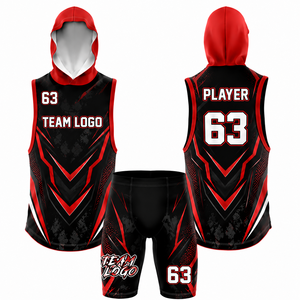 Conjunto de Uniforme de Fútbol 7v7 Sublimado Personalizado, Camiseta sin Mangas con Capucha, Pantalones Cortos de Compresión para Hombre, Jersey Transpirable de Secado Rápido - Product Image 2