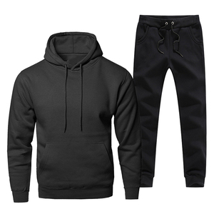 Winter Fleece Streetwear Hooded Drawstring <b>Beaded</b> Solid Front Track Suits | Warm 100% Cotton Tracksuit <b>Sets</b> for Men & Women - Product Image 1
