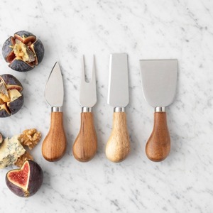 Wood Handle Cheese Knife <b>Set</b> <b>Mirror</b> Polish Stainless Steel Minimalist Design Dishwasher Safe Party Serving Utensils - Product Image 1