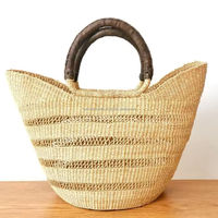 Sac de marché circulaire en jonc de mer Bolga fait à la main, écologique, léger, multifonctionnel, couleur personnalisable, design classique/moderne