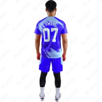 Maillot de football personnalisé léger 100% polyester respirant à manches courtes avec impression par sublimation numérique et nom de l'équipe
