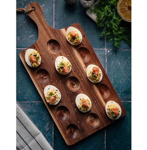 Plateau de service en bois de hêtre pour œufs à la coque, avec 12 emplacements, organiseur pratique pour œufs durs, plat pour la table - Product Image 4