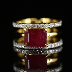 S925 Sterling <b>Silver</b> 14K Gold Plated <b>Emerald</b> Cut Green Moss Agate Wrap <b>Ring</b> CZ Accent Multi-Band Modern Statement <b>Ring</b> for Women - Product Image 1