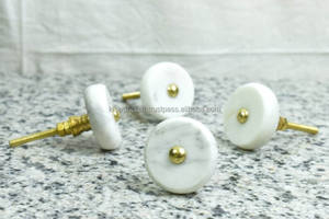 Pomo de piedra y latón hecho a mano, diseño de tirador de puerta de cerámica para muebles de cocina, armario, cajón, manija de cocina - Product Image 4