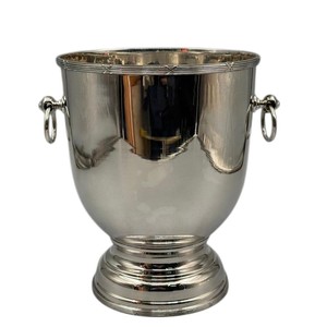 Polished Silver Metal Wine Ice Bucket Urn Champagne <b>Cooler</b> Pail with Ring Handles for Home Bar <b>Table</b> Decoration - Product Image 1