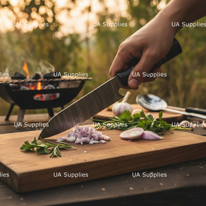 Cuchillo de Chef Ambidiestro de Acero de Damasco Hecho a Mano, Estilo Japonés, Afilado como una Navaja, Acabado de Alto Brillo, Mango Ergonómico Antideslizante de Madera - Product Image 4