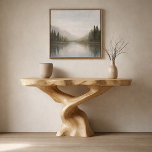 Handcrafted <b>Solid</b> <b>Wood</b> <b>Desk</b> Console Table Modern Unique Furniture Living Room Decor - Product Image 2