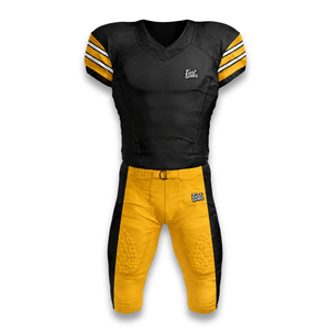 Custom Men's American Football Jersey Set Black Yellow V-Neck Short Sleeve <b>Moisture</b> Wicking Fitted Sport Apparel - Product Image 1