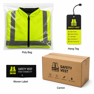 Gilet de sécurité multi-poches à fermeture éclair en polyester fluorescent certifié CE, coupe-vent, réfléchissant, pour travaux de construction - Product Image 6