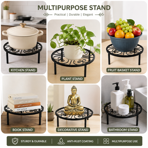 Multipurpose Metal Plant <b>Stand</b> Round Iron Flower <b>Pot</b> <b>Stand</b> Heavy Duty Raised Display Riser for Planters Kitchen <b>Pots</b> Fruit Bowl - Product Image 5