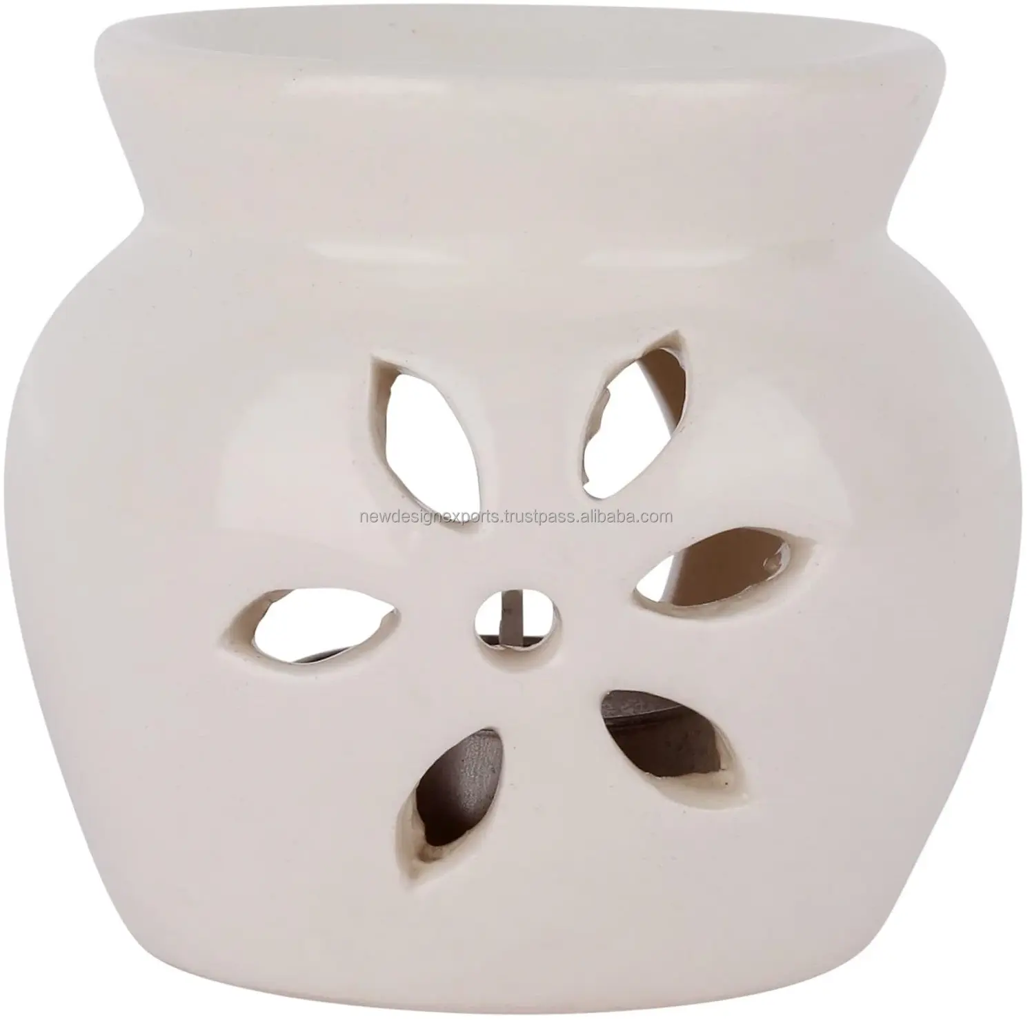 Ceramic Oil Burner Aromatherapy Essential Oil Burner Tealight Wax Melt Burners for Yoga Spa Home Bedroom Decor Gift Off White