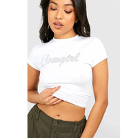 Camisetas Cortas Básicas de Verano para Mujer, Estilo Acid Wash, Cuello Redondo, Manga Corta, Casual, con Cuentas, Spandex/Algodón, Tela Jersey con Serigrafía