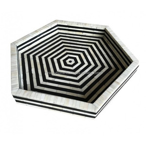 Plateau de service moderne en MDF, design floral, incrustation nacre, motif résine, idéal pour la maison, l'hôtel et la cuisine – Vente directe usine - Product Image 1