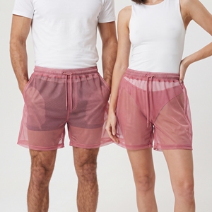 Shorts Transparentes de Malla Ligera Unisex, 100% Poliéster, Cintura Alta, Cierre con Cordón, Impermeables, Sexys y Modernos - Product Image 1