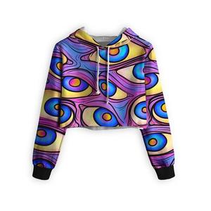 Sudadera con Capucha Corta con Estampado Floral Personalizado para Mujer, Sudadera de Poliéster Tejida con Estampado por Sublimación, Ropa Urbana de Otoño - Product Image 4