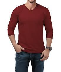 Camiseta cómoda de manga larga para hombre, cuello en V, mezcla de algodón, corte regular, estilo casual - Product Image 2