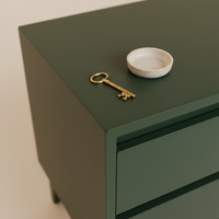 Table d'appoint moderne avec 2 tiroirs, design en chêne massif écologique, meubles de salon pour espaces de vie et de repas