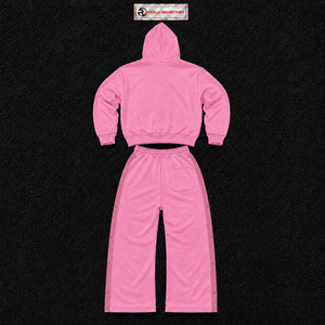 Pink Tracksuit Mens <b>Womens</b> Full Zip Hoodie And <b>Jogger</b> Pants Set Premium <b>Fleece</b> Casual Streetwear Two Piece Outfit Oversized Hood - Product Image 6