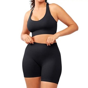 Conjunto Deportivo para Mujer, Yoga, Gimnasio, Sin Mangas, Nuevo Estilo, Top Corto, Dos Piezas, Conjunto de Shorts de Yoga para Mujer - Product Image 1