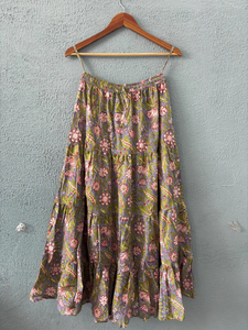 Jupe en coton imprimée à la main, jupe traditionnelle à l'impression en bloc, jupe d'été imprimée pour femmes, cadeau pour elle - Product Image 4