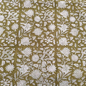 Hermosa tela de algodón puro 100%-Tela con estampado de bloque de mano Floral indio verde oscuro para ropa de mujer y niño cortinas camisas - Product Image 1