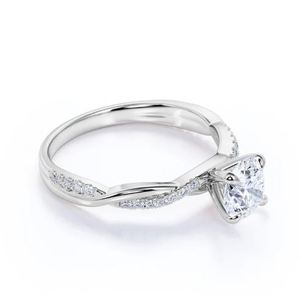 แหวนหมั้นมอสซาไนต์ทรงกลม 1.25 กะรัต ดีไซน์อินฟินิตี้ ชุบทอง แหวนสัญญาอินฟินิตี้ แหวนเจ้าสาวมินิมอล แหวนดีไซน์ไม่ซ้ำใคร - Product Image 3