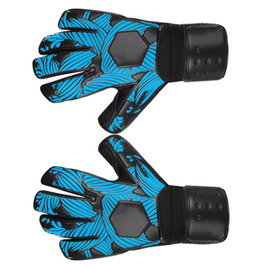 Football Goalkeeper Gloves <b>Full</b> Finger Non <b>Slip</b> Breathable PU Unisex Hook And Loop Closure Blue Black Sublimation Print - Product Image 5