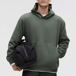 Sweat-shirt à capuche surdimensionné pour homme en molleton uni, décontracté, pour l'automne, manches classiques, avec poches, 100 % coton tricoté - Product Image 2
