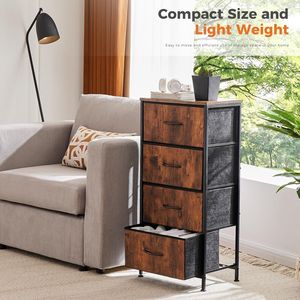 Cassettiera marrone con struttura in acciaio robusta e piano in legno, organizer portaoggetti in tessuto per riporre oggetti sotto il letto - Product Image 6