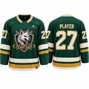 Camiseta de Hockey sobre Hielo Personalizada BLACKTHORN para Hombre, Verde, Cuello en V, Sublimación Completa, Jugador 27, Malla Transpirable que Absorbe la Humedad - Product Image 1