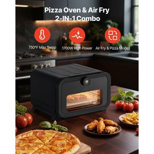 Forno Elettrico per Pizza con 8 Programmi Preimpostati, Combo Friggitrice ad Aria da 12 Pollici, Controllo Intelligente con Manopola, 750 Fahrenheit Max, Macchina per Pizza con Manopola Smart - Product Image 3