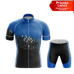Ready to Customize Blank Cycling Uniform Blue Yellow Rider Apparel Vibrant Color Cycling Uniform Short Sleeve Jersey with <b>Bib</b> - Product Image 1