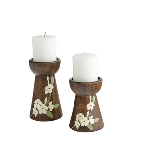 Juego de 2 Portavelas de Madera de Mango Antiguos, Personalizables, Ecológicos, Pintados a Mano, Faroles Decorativos Hechos a Mano, Frascos Duraderos - Product Image 5