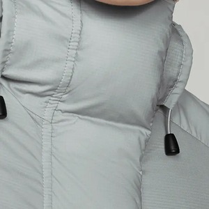 Long Quilted Winter Jacket With Hood Full Sleeves Zipper Closure Solid Color Polyester Shell Thick Warm <b>Coat</b> Contrast Color - Product Image 6