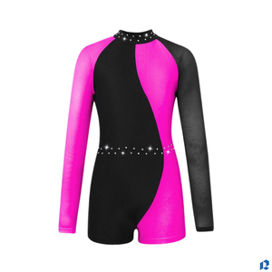 Traje de Ballet para Niñas, Mono de Manga Larga y Pantalones Cortos, 100% Poliéster Elástico, Diseño Personalizado ODM, Venta al Por Mayor - Product Image 5