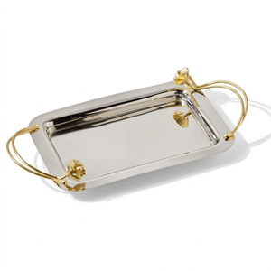 ถาดเสิร์ฟสแตนเลสสตีลทรงสี่เหลี่ยมผืนผ้าลายตอก พร้อมหูจับลายดอกคาลล่าลิลลี่ ขายส่งจากโรงงาน - Product Image 5