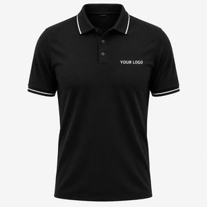 Camiseta Negra de Manga Corta para Hombre, de Alta Calidad, con Logotipo Estampado por Transferencia Térmica en la Parte Delantera, Estilo Casual, Tejido de Jersey de Poliéster/Algodón - Product Image 1