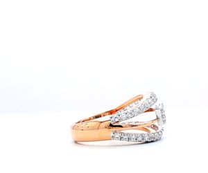 Rose Gold Plated 925 Sterling <b>Silver</b> Round Brilliant Cut Moissanite <b>Eternity</b> Band Unisex Engagement <b>Ring</b> with Prong Setting - Product Image 4