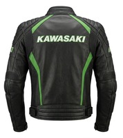 Veste en cuir Kawasaki Ninja pour homme, couleur verte personnalisée, 100% cuir de vachette